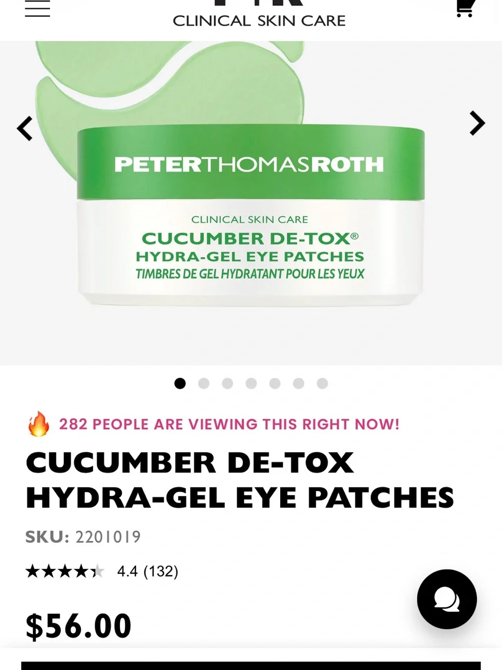 PETER THOMAS ROTH 🆕 Sealed Cucumber De-Tox Hydra-Gel Eye Patches ✨Retail $56